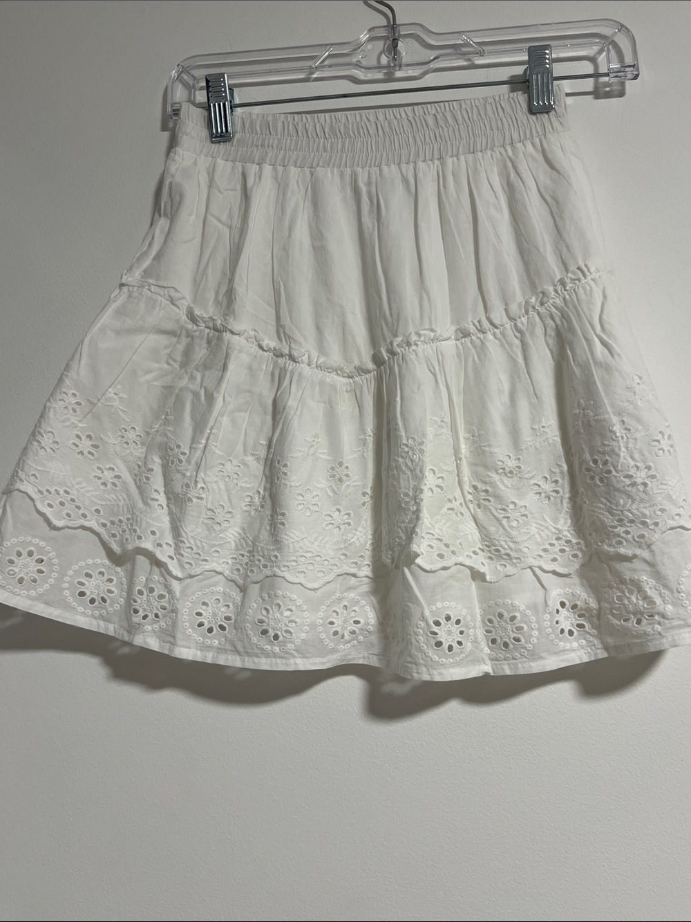 Primark White Eyelet Tiered Mini Skirt
